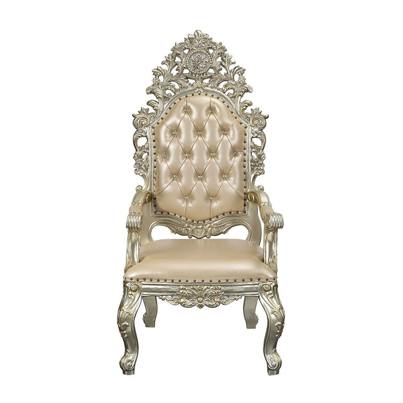Sorina - Arm Chair (Set of 2) - Synthetic Leather & Antique Gold