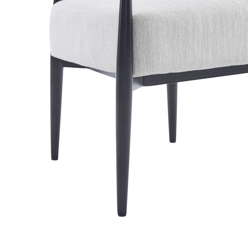 Upholstered Accent Armchair With Tapered Legs - Beige / Black / Gold