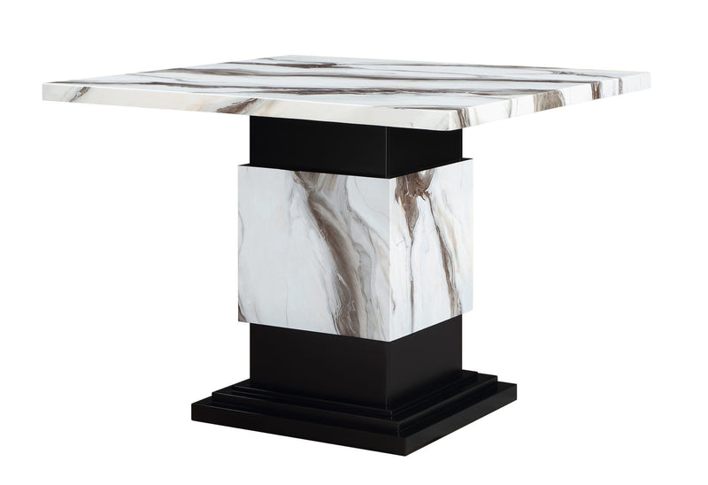 D12BT - 7 Piece Dining Room Set (Bar Table And 6 Bar Stools) - Black / Brown / White