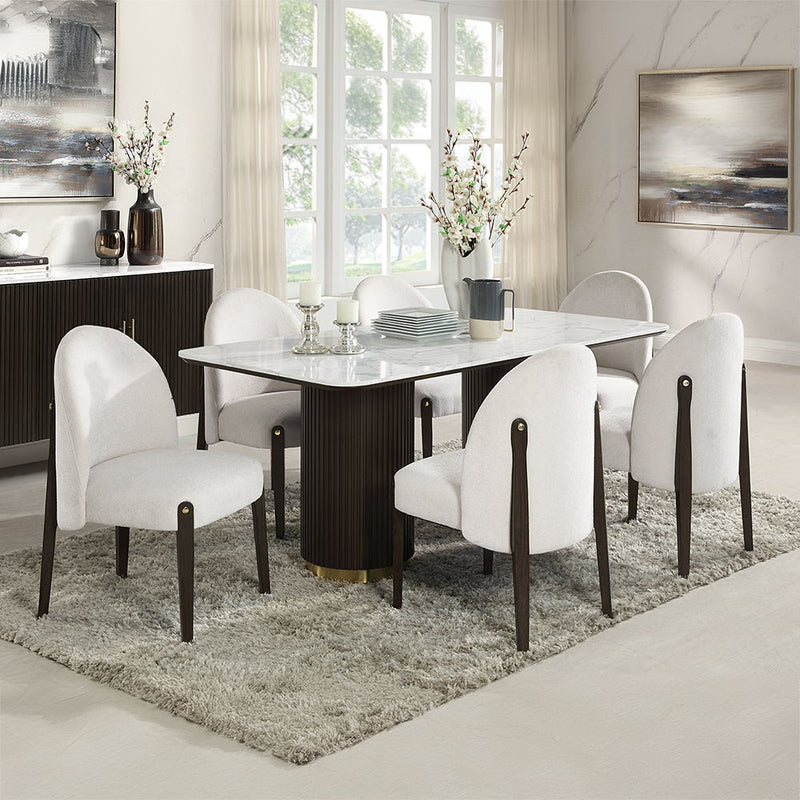 Clayten - Server - White Natural Marble Top & Espresso