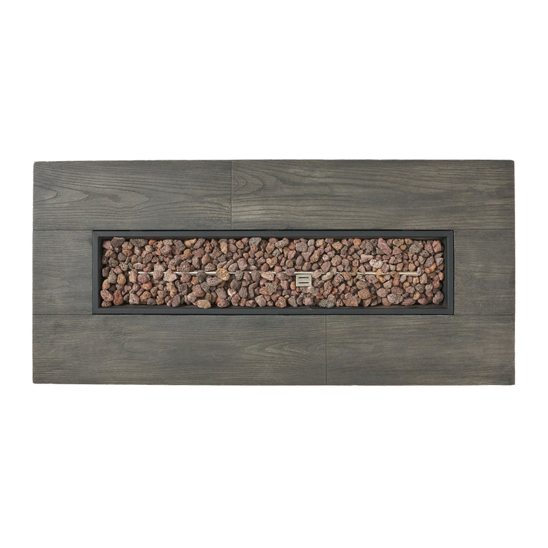 Transitional Rectangular Outdoor Propane Fire Pit With 50, 000 Btu