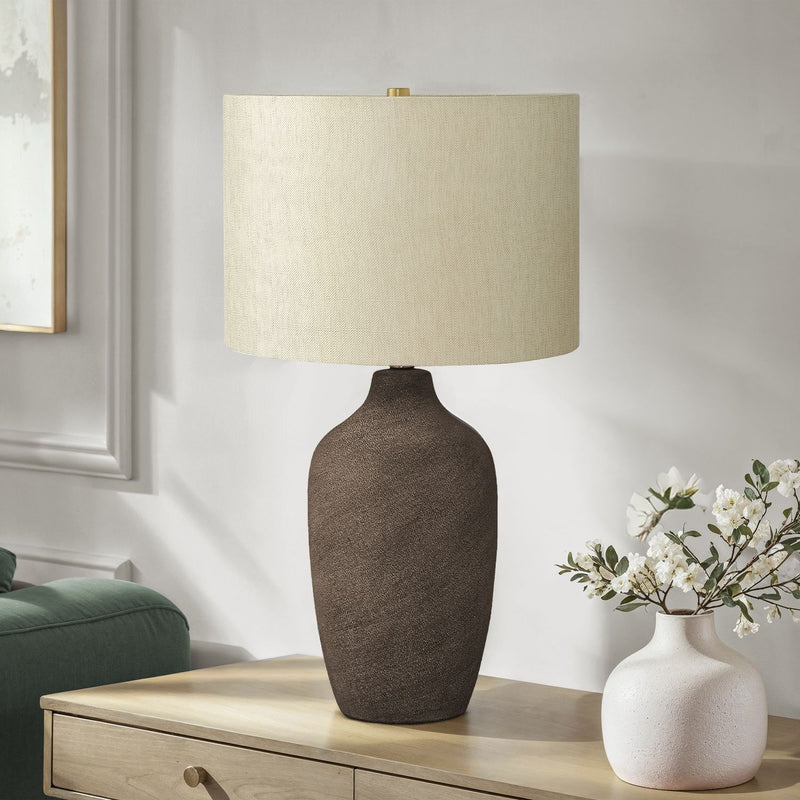 Iluminación, lámpara de mesa, cerámica, resina, contemporáneo - Gris