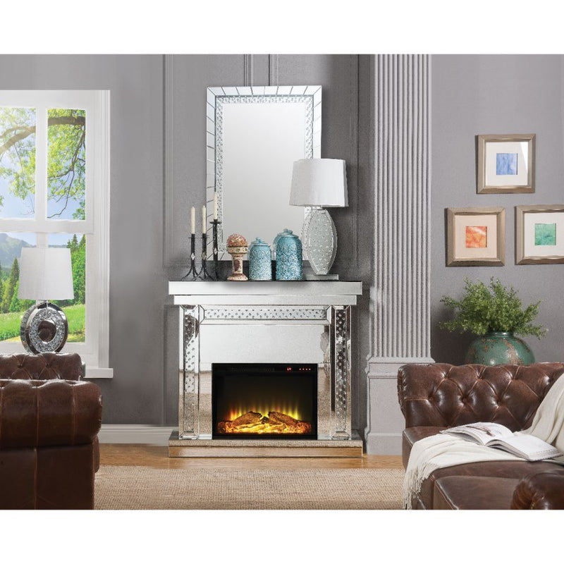 Nysa - 42" Fireplace - Mirrored & Faux Crystals