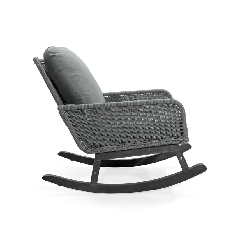 Contemporary Minimalist Wicker Rocking Chair With Soft Cushions