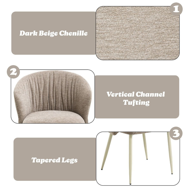 Ogin - Arm Chair (Set of 2) - Dark Beige & Natual