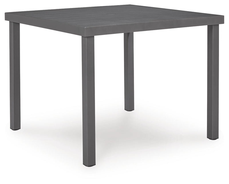Mesa de comedor cuadrada Rocky Creek con opción de sombrilla - Gris
