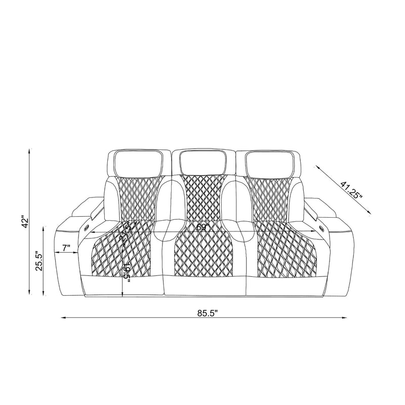Julian - Power Reclining Sofa With Footrest And LED Lighting - Silver
