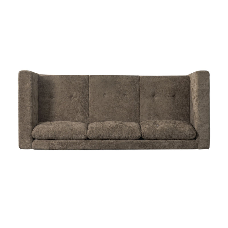 3 Seater Sofa With Square Arms, Tufted Pillow Back For Living Room