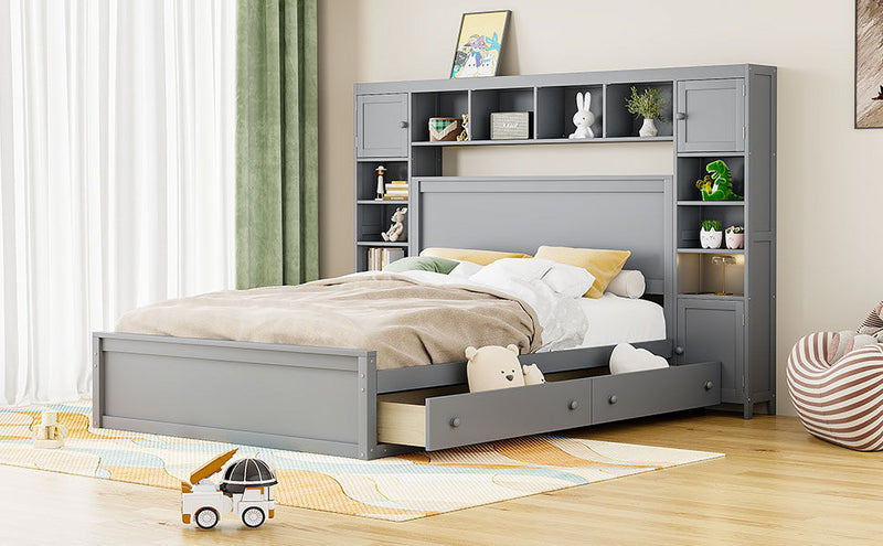 Bed With All In One Cabinet, Shelf And Sockets