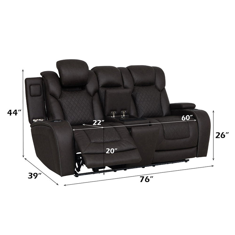 Wendell - Power Motion Loveseat With Console, Wireless Charger, Storage, USB & LED - Dark Gray