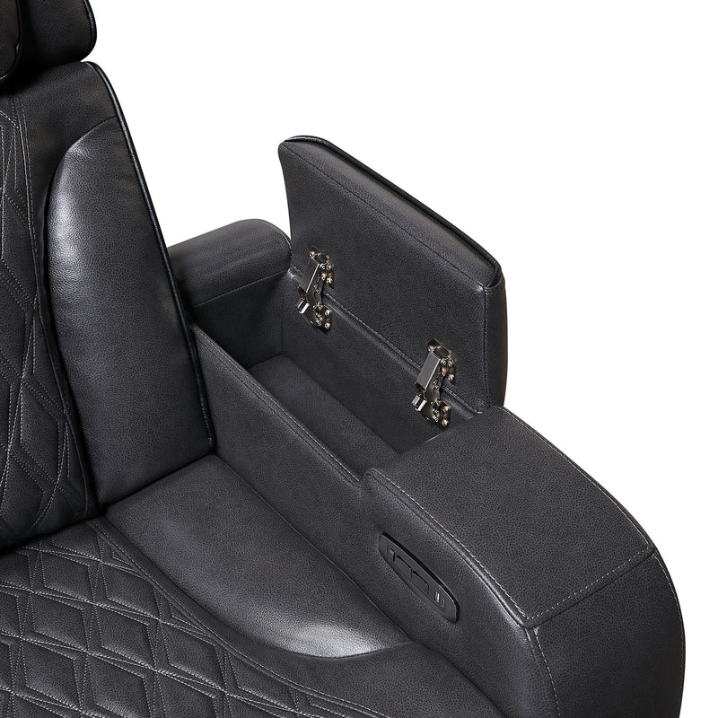 U8611 - Power Reclining Sofa With Power Headrest And LED / Power Console Reclining Loveseat With Power Headrest, LED And Speaker - Charcoal
