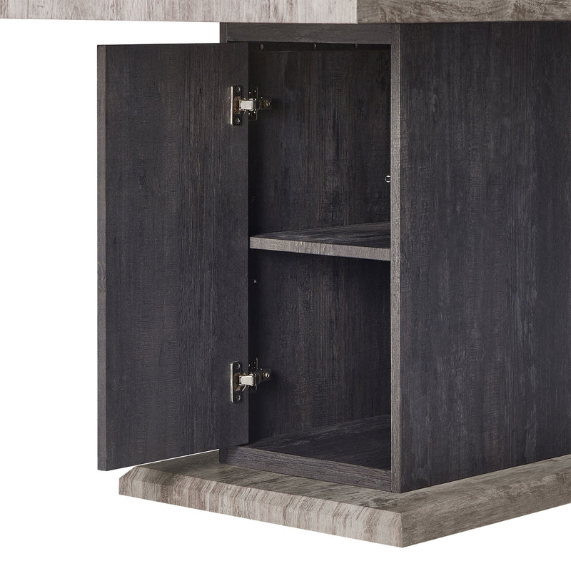 D8030 - 7 Piece Dining Room Set (Dining Table With 2 Storage Drawers And 1 Storage Door And 6 Dining Chairs) - Black / Brown