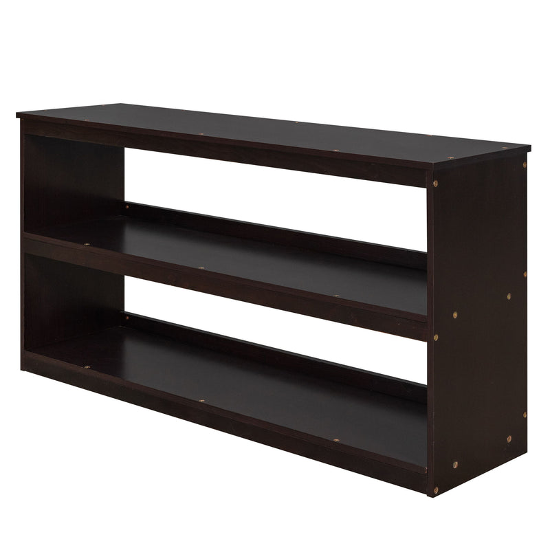 Loft Low Study Bed With Cabinet, Shelves And Rolling Portable Desk, Multiple Functions