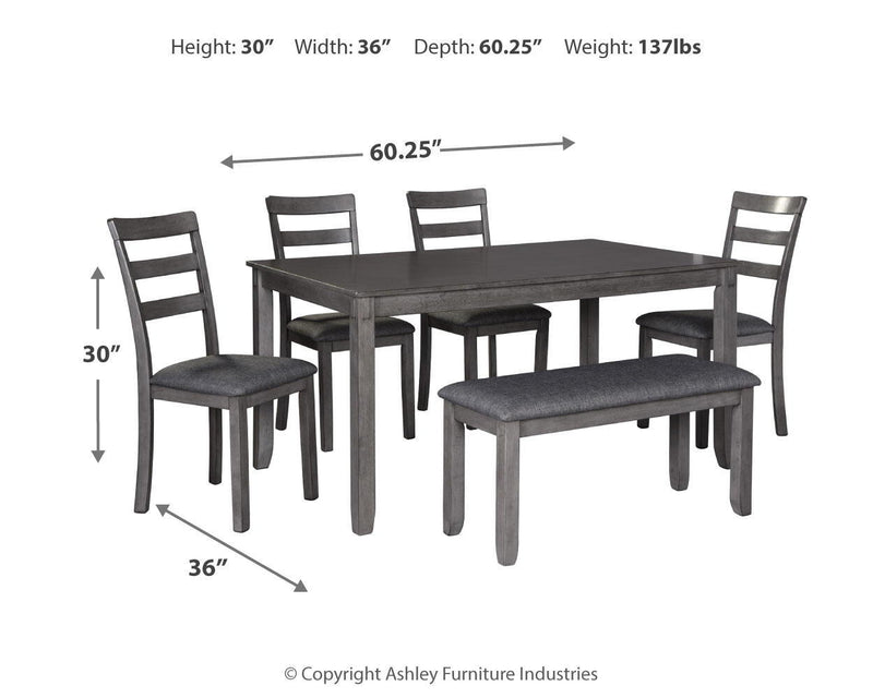 بريدسون - طقم طاولة مستطيل DRM (طقم من 6 قطع) - رمادي