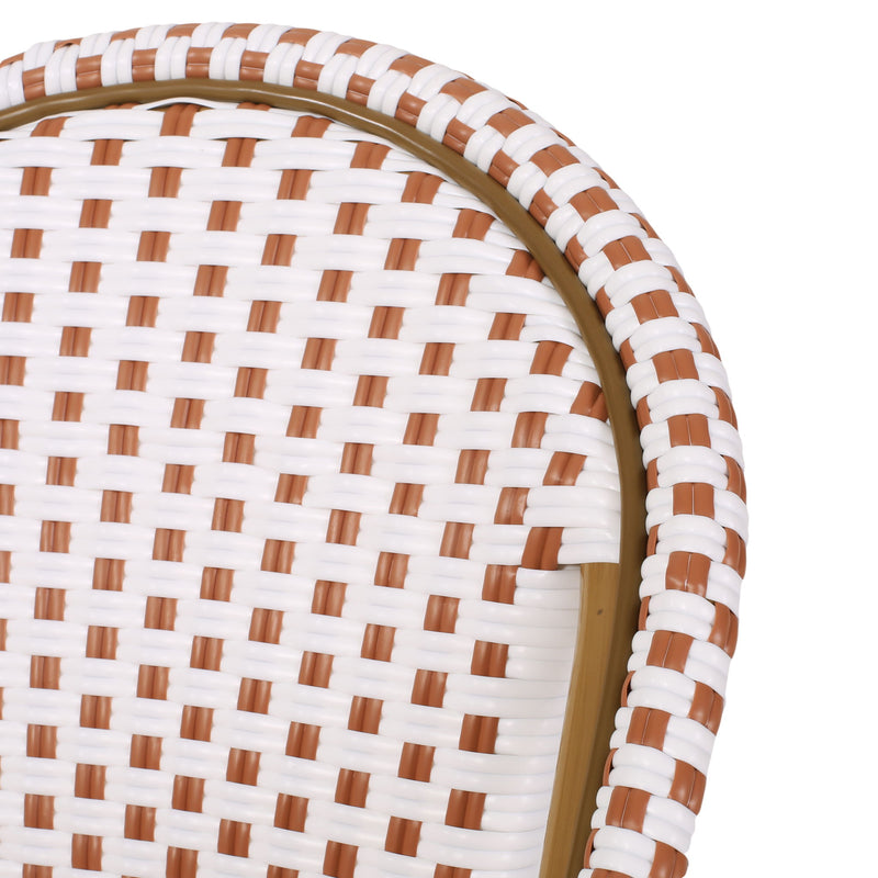 Outdoor Rattan And Aluminum French Bistro Chairs Set