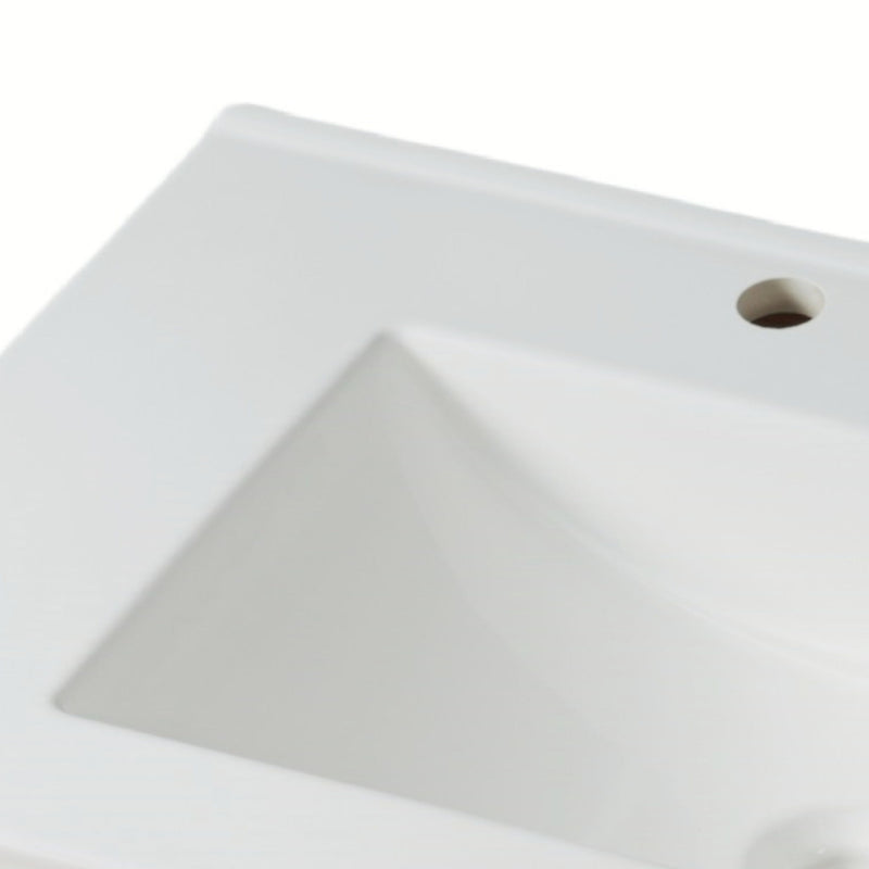 Modern Bathroom Vanity With Ceramic Sink, Tempered Blurred Glass Doors
