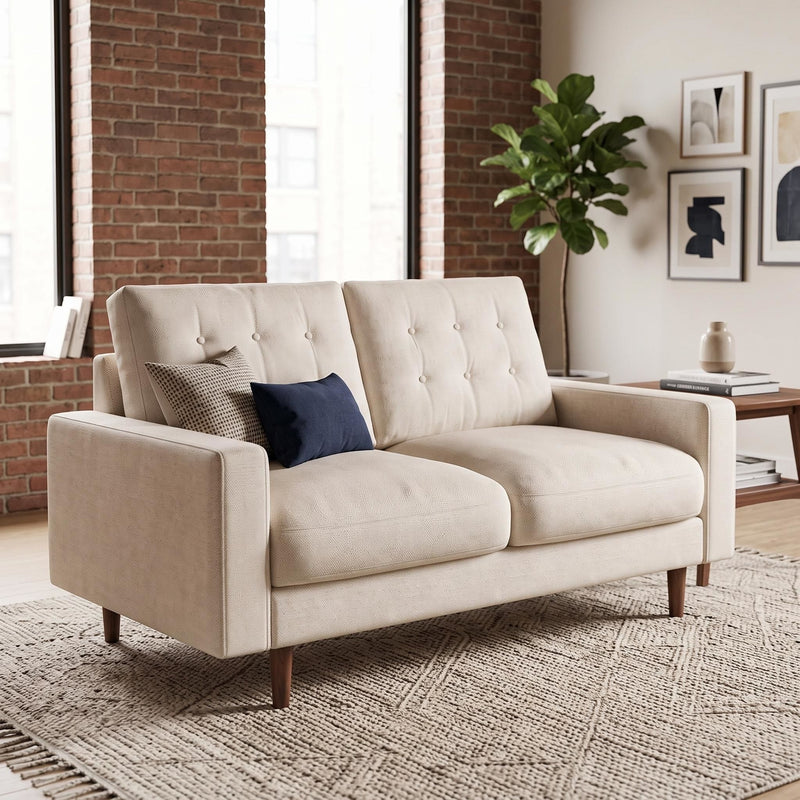 Loveseat Sofa, Tufted Back Upholstered 2 Seat Couch