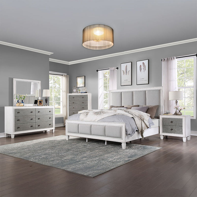 Katia - Nightstand - Rustic Gray & Weathered White