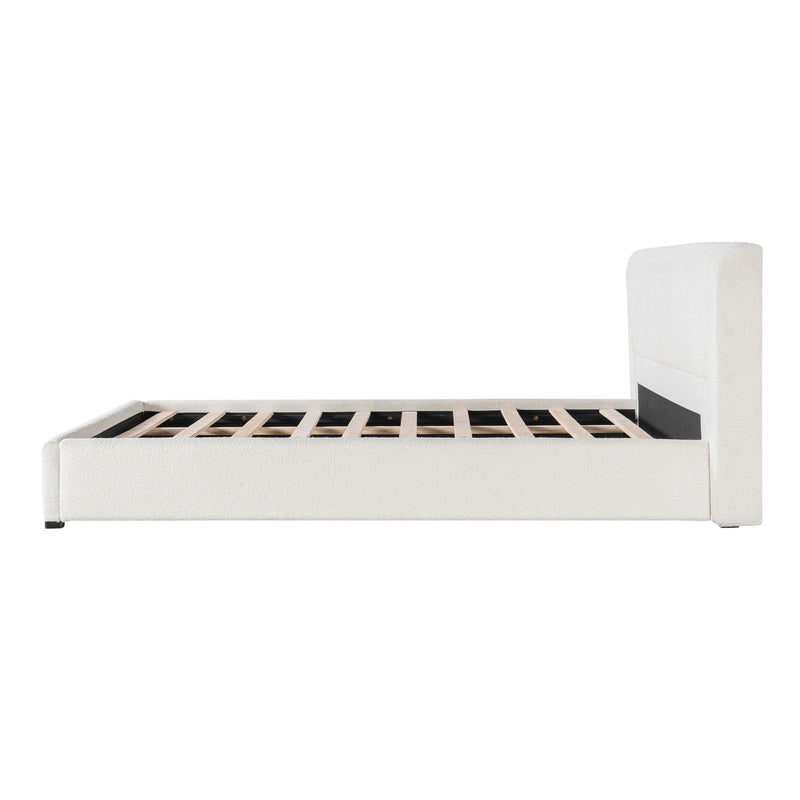 Upholstered Wingback Platform Bed Frame, No Box Spring Needed