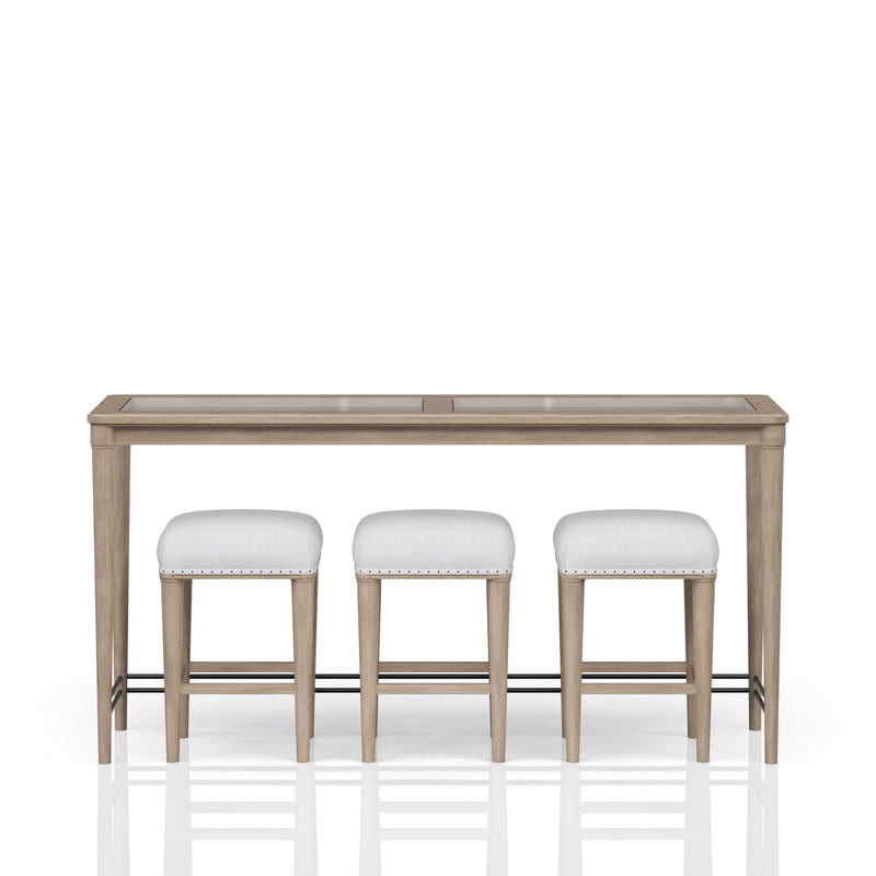 Glass Console Table With 3 Stools - Frosted