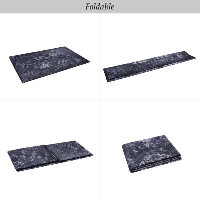 Maval - 5' X 8' Washable Area Rug - Black / Gray