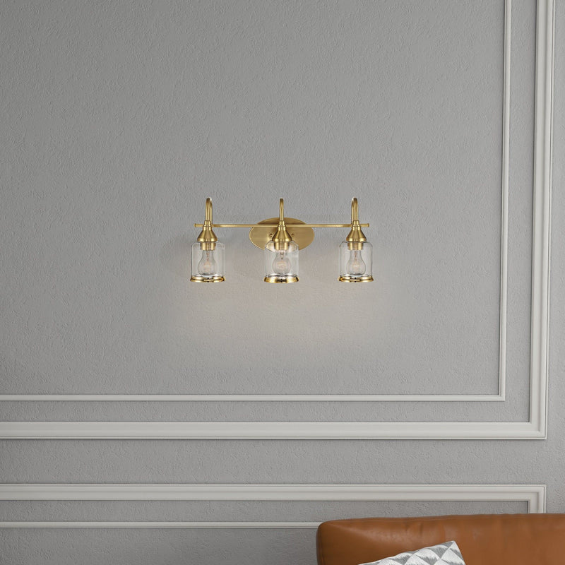 3 Lights Brush Vanity Light - Clear / Gold