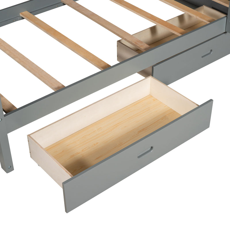 Bunk Bed With Ladders And 2 Storage Drawers