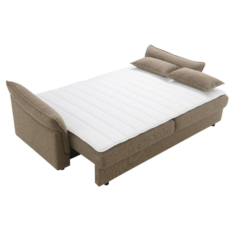 Turpin - Sofa With Sleeper, 2 Pillows & Storage - Brown Boucle