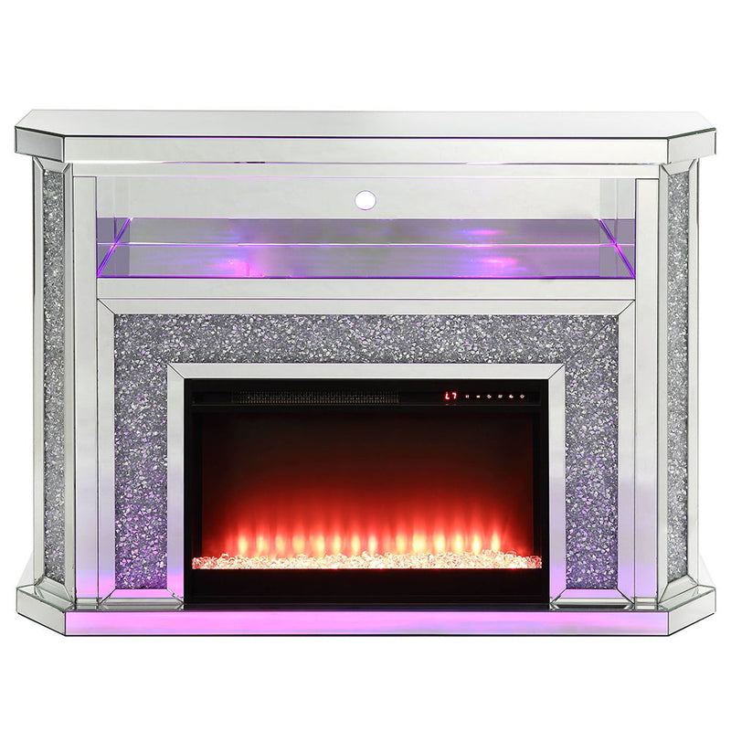Noralie - 51" Fireplace With LED - Mirrored & Faux Diamonds