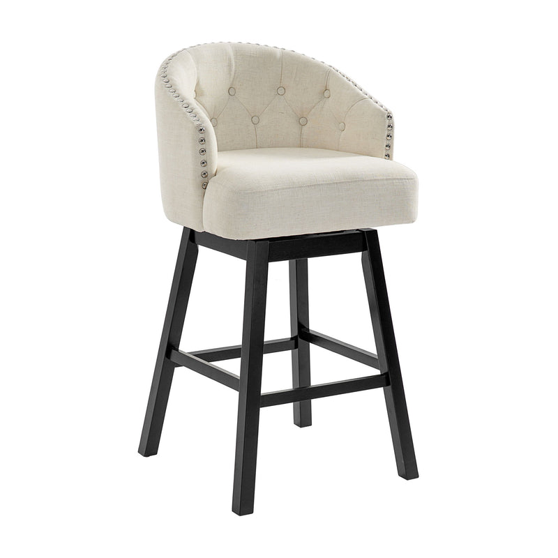 360 Degree Swivel Bar Stool & Stunning Nailhead Trim (Set of 2) - Beige