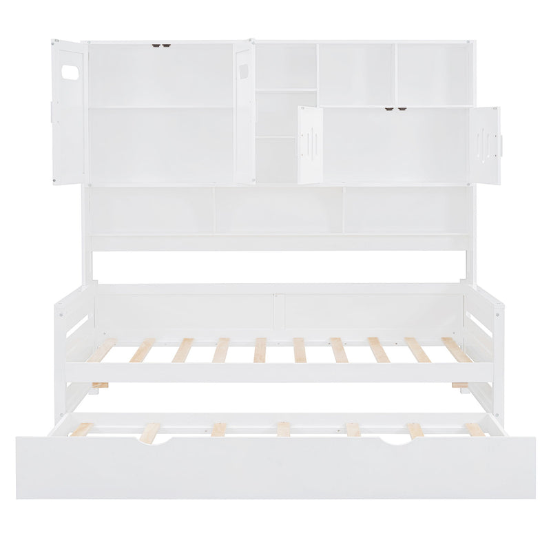 Daybed With All-In-One Cabinet And Shelf