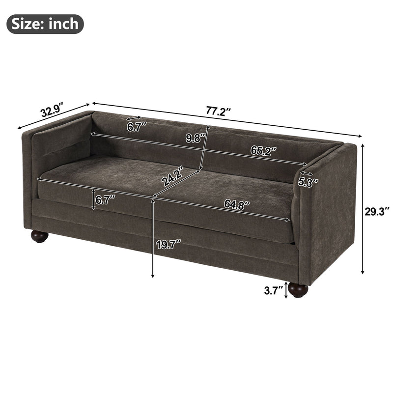 3 Seater Sofa Upholstery With Square Arms, Living Room Couch