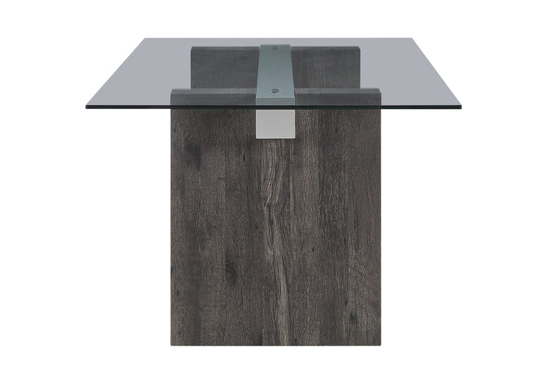 D4238 - 7 Piece Dining Room Set (Dining Table And 6 Dining Chairs) - Clear / Dark Brown / Light Gray