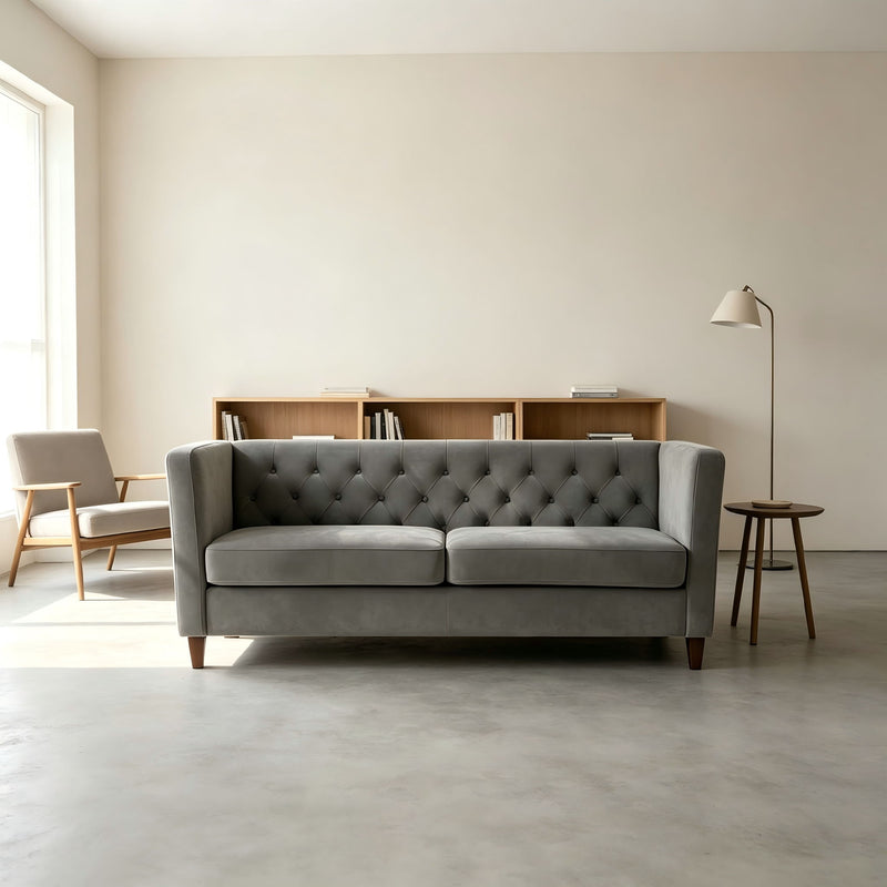 Button Tufted 3 Seater Sofa For Living Room