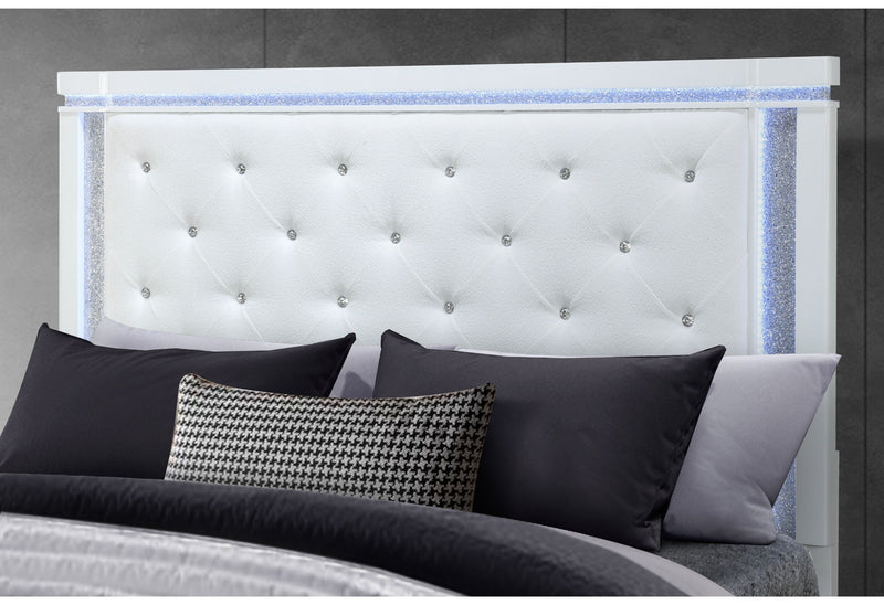 Alina - 5 Piece King Bedroom Set With LED, Cooler, Speaker And USB - White