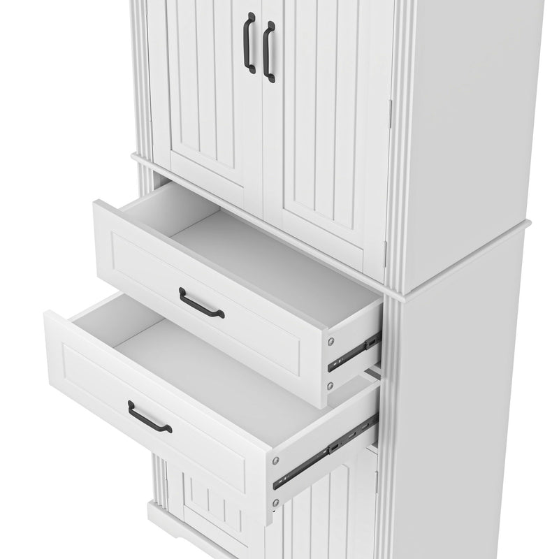 Storage Cabinet With Adjustable Shelves, 2 Drawers, Doors