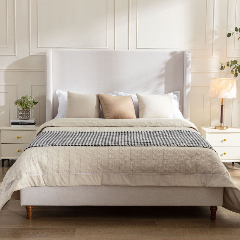 Harper - Tall Headboard Upholstered Bed / High Headboard / Elegant Simplicity / No Box Spring Needed