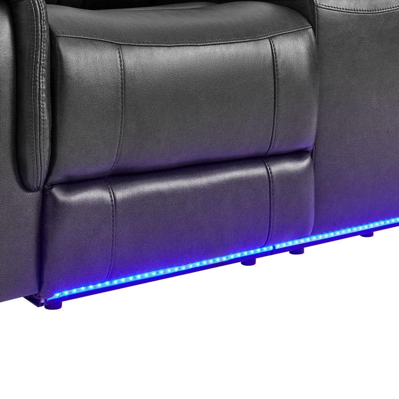 Ian - Power Recliner With Welt And LED Lighting - Charcoal