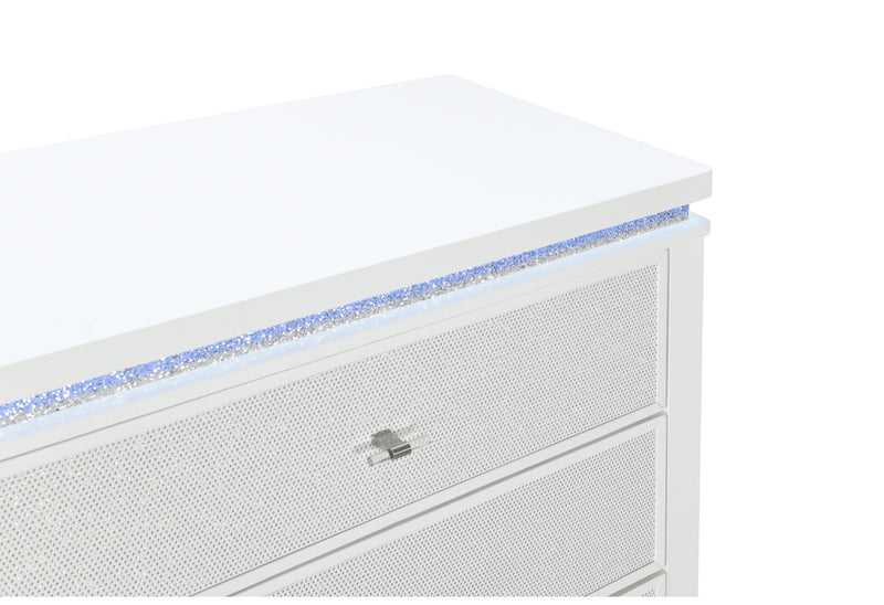 Alina - Nightstand With Cooler, LED, Speaker And USB - White