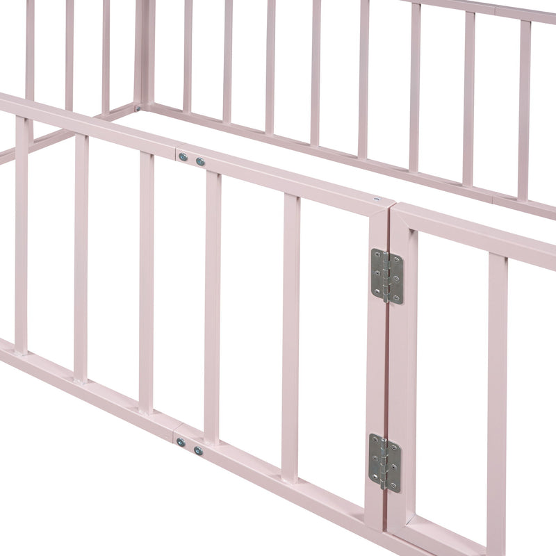 Metal Floor Bed Frame With Fence And Door