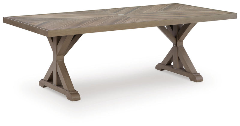 Laguna Heights - Mesa de comedor rectangular con opción de sombrilla - Beige