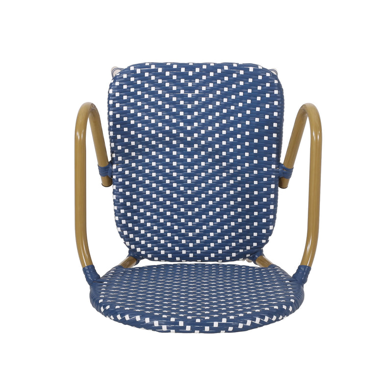 Outdoor Wicker And Aluminum French Barstools (Set of 2)