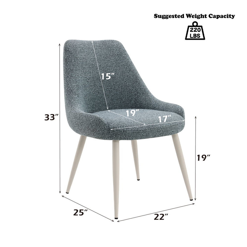 Laela - Side Chair (Set of 2) - Light Blue Boucle & White