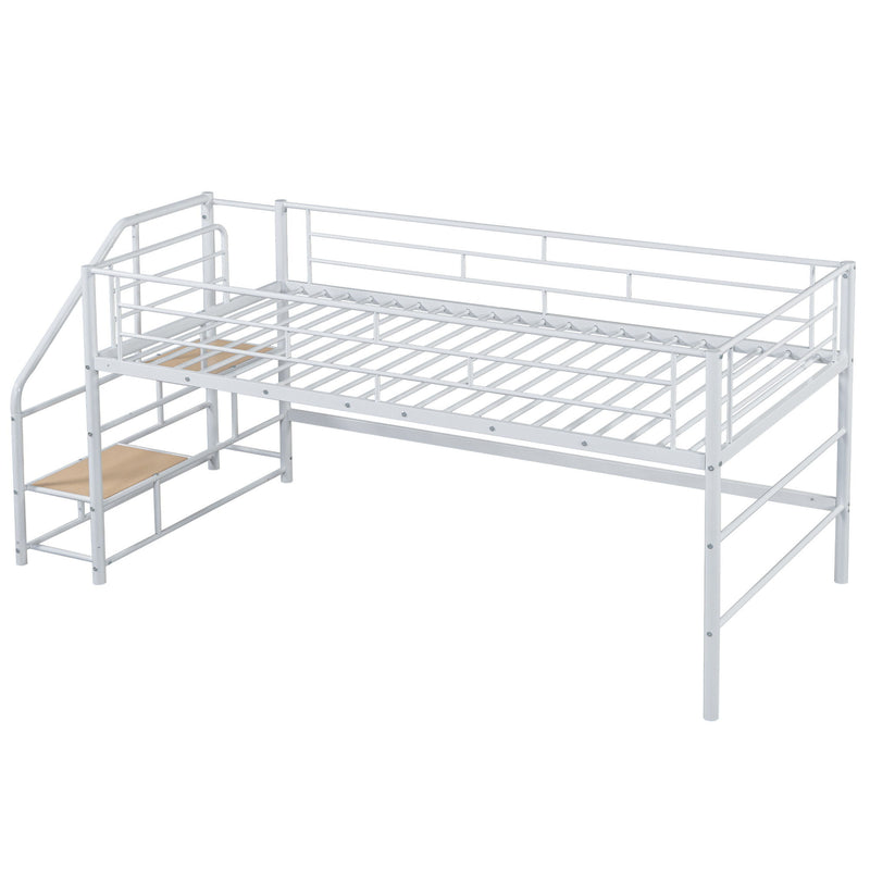 Loft Bed With Storage Stairs And Metal Frame