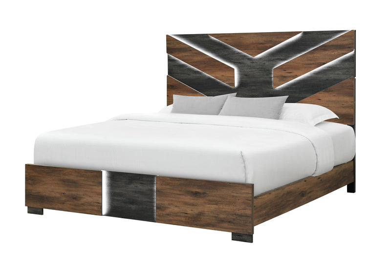 Optimus - 4 Piece Bedroom Set (King Bed, Dresser, Mirror And Nightstand) - Black / Brown