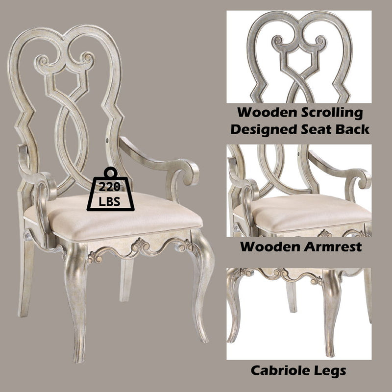 Esteban - Arm Chair (Set of 2) - Ivory Velvet & Antique Champagne