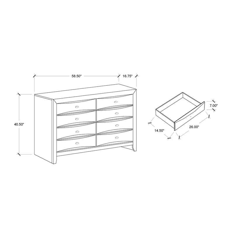 Lucille - 5 Piece Bedroom Set With Storage Drawers And Bookcase Headboard