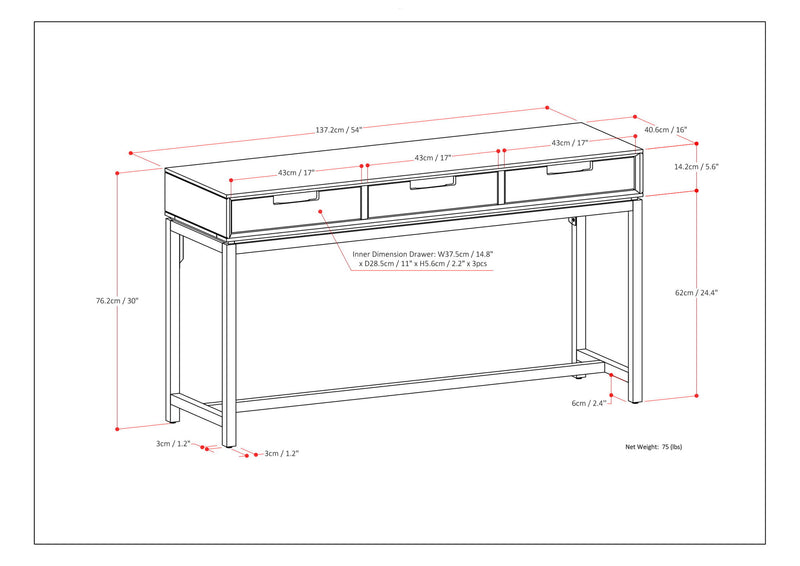 Banting - Wide Console Table - Walnut Brown