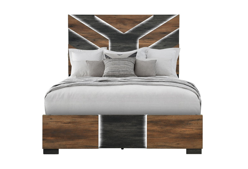 Optimus - 4 Piece Bedroom Set (Queen Bed, Dresser, Mirror And Nightstand) - Black / Brown