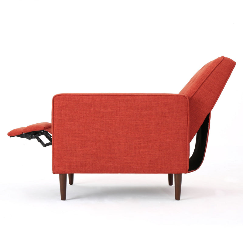 Mid-Century Modern Recliner With Button Tufted Waffle Stitch